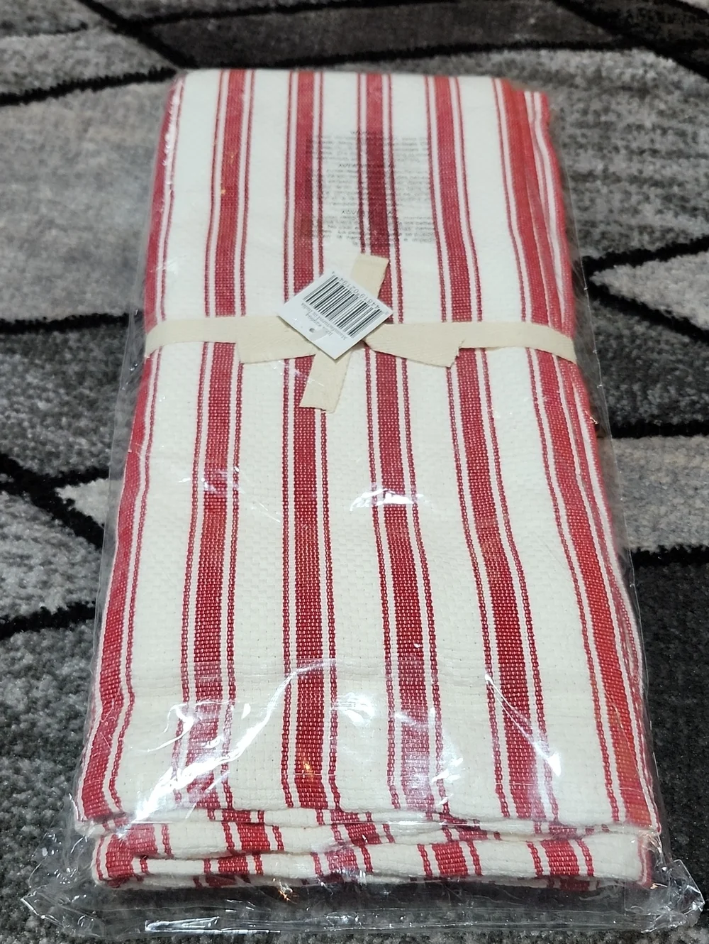 CHEFS PROFESSIONAL GRADE HEAVYWEIGHT COTTON RED WOVEN STRIPED SET-OF-3 TOWELS